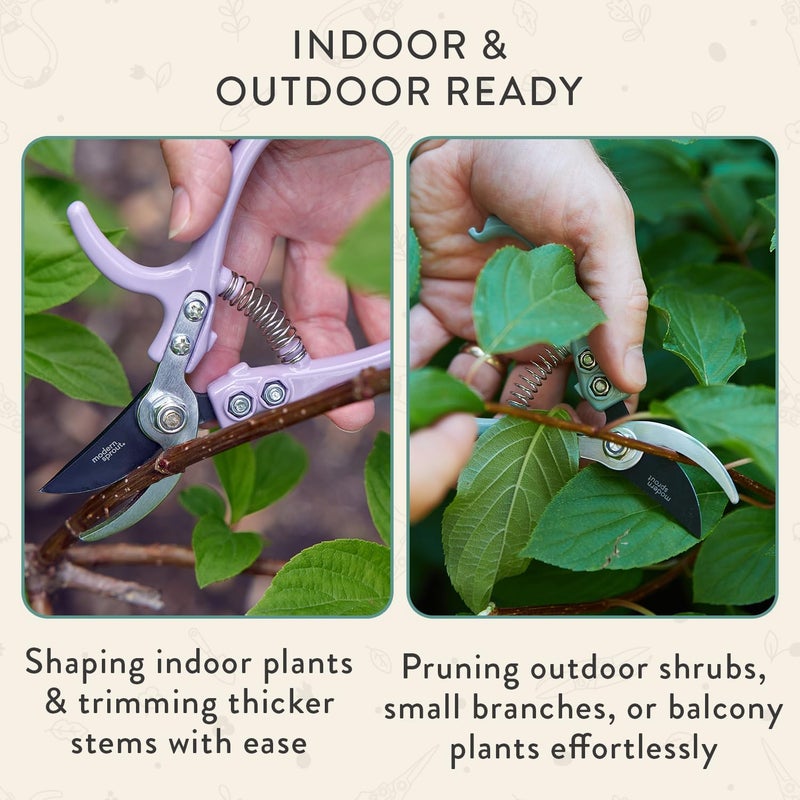 Modern Sprout مقصات يدوية - مقصات تقليم خفيفة الوزن مع قفل سهل - مقصات حديقة - شفرة كربون فولاذية حادة - مقاومة للصدأ - أدوات حديقة - حافظة قابلة لإعادة الاستخدام - أوشن - Image 5